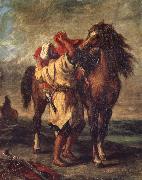 Eugene Delacroix Arab Sadding His Horse oil on canvas